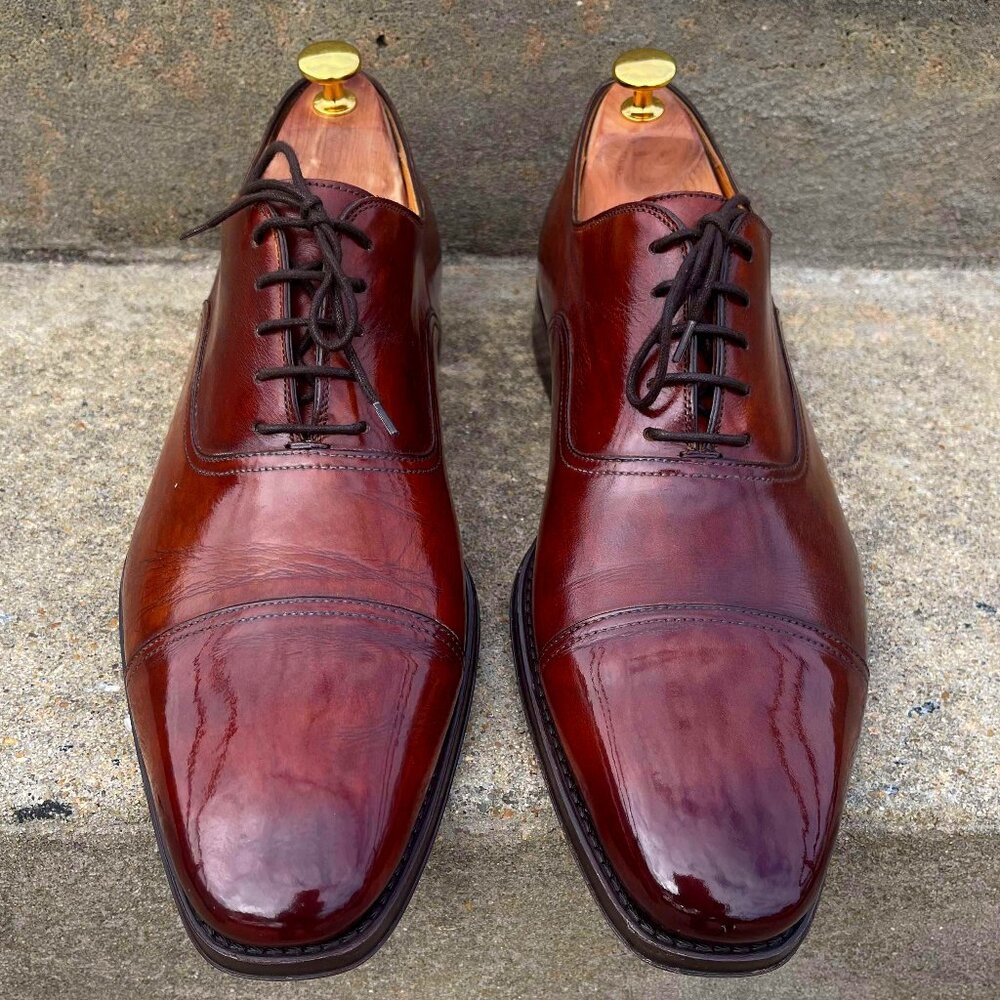 Tobacco Brown Magnanni Cap Toe Oxford Dress Shoes Barely Used Mirror Shine 12D